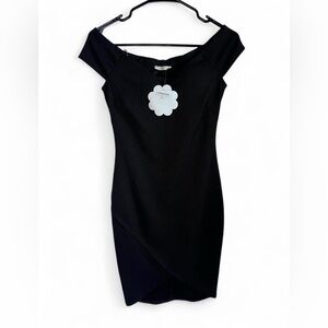 Black Off Shoulder Midi Dress Women’s Medium NWT Boutique Bodycon Classic Dress